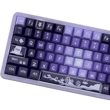 Imagem de LUSKINNO Teclas PBT, 138 teclas Witch Spooky Halloween Theme Cherry Profile Keycaps Dye-Sublimation, conjunto de teclas personalizadas para teclado mecânico 61/64/68/84/87/100/104/108 MX