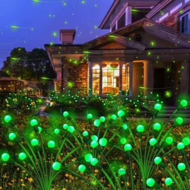 Imagem de Kohlrabi Luzes solares de jardim ao ar livre, pacote com 40 luzes LED solares roxas de vaga-lume à prova d'água, luzes oscilantes do vento solar Starburst para jardim externo, pátio, plantador,