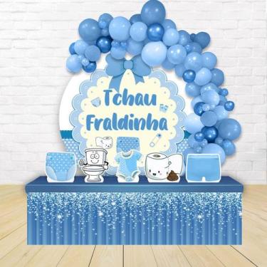 Imagem de kit festa painel redondoDecoração Tchau Fraldinha Azul 1,50 Diâmetro -