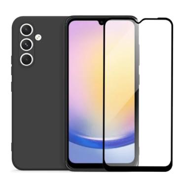 Imagem de Capa Aveludada Premium e Película de Vidro 3D Compatível Samsung Galaxy A25 Preto