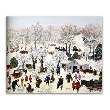 Imagem de Pinturas a óleo Grandma Moses Anna Mary Robertson. Reprodução impressa em tela. Arte famosa (sugaring off), pôster e impressões de paisagem. Imagens de arte de parede em tela 70 x 90 cm (28 x 36