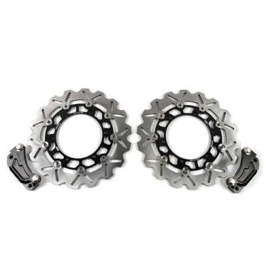 Imagem de 1 par de discos de freio dianteiros flutuantes grandes compatíveis com Yamaha XP T-MAX 500 2008-2011, peças pretas de acessórios de motocicleta