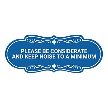 Imagem de Designer Please Be Considerate and Keep Noise to a Minimum Sign (azul) - Pacote grande com 2