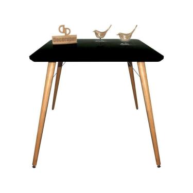 Imagem de Mesa Jantar Pés Palitos Tampo Quadrado Vidro Laqueado 120cm Preto