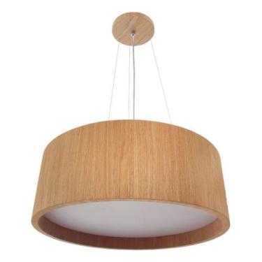 Imagem de Lustre Pendente Sobrepor de Madeira Redondo 35 cm Freijó - DSMIX RJ