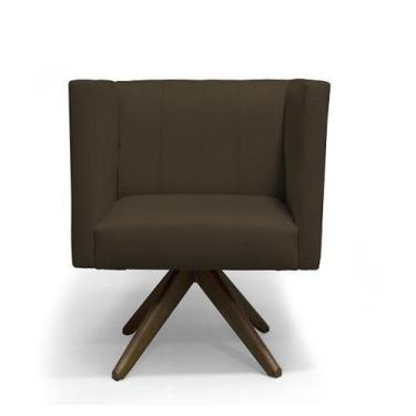 Imagem de Poltrona Decorativa Barcelona Suede Marrom Base Giratória - Casa & Est