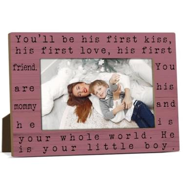 Imagem de Porta-retratos de madeira para o primeiro dia das mães, 10 x 15 cm, presente para mães grávidas, presente para melhor mãe e filho, FS604