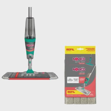 Imagem de Rodo Esfregão Mop Spray Limpeza Reservatório 600ml Noviça Bettanin + Refil