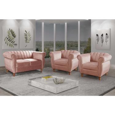 Imagem de Conjunto Realeza Sofá com Poltronas Chesterfield Decoração