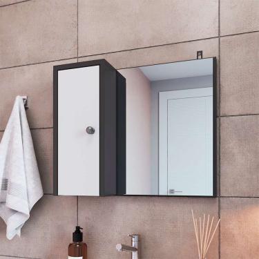 Imagem de Armário de Banheiro com Espelho Versato 1 pt Grafite e Branco 42x50 cm