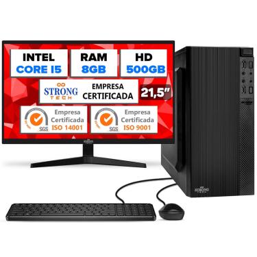 Imagem de Computador Completo Intel Core i5 8GB HD 500GB Monitor 21,5 4 Núcleos Super Turbo Pc Hdmi Teclado e Mouse Strong Tech