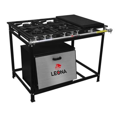 Imagem de Fogão Industrial 4 Bocas 30X30 Chapa Bifeteira Forno 54 lts