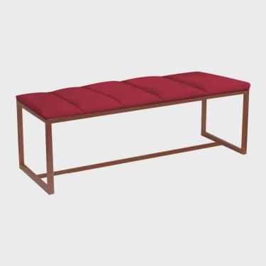 Imagem de Recamier Industrial Carla 140cm Casal Quarto Box Cama Ferro Bronze Corino Vermelho - Ahz Móveis