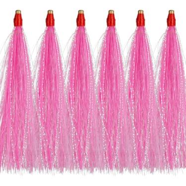 Imagem de Isca de pesca Teaser Teasers Bucktail Teasers Iscas de pesca em água salgada Equipamento de Linguado Tubo Deslizante de Pesca Bucktail Teaser Cauda Trolling Saia Isca para Bacalhau Linguado Robalo 6