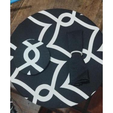 Imagem de Kit Sousplat 4 Lugares Redondo Para Mesa Posta Com Base MDF e Guardana