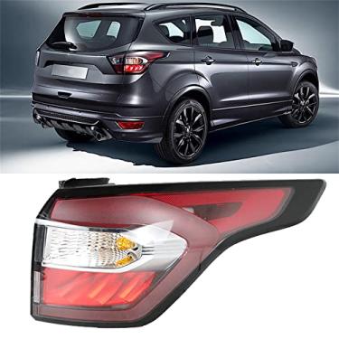 Imagem de Silscvtt Luz traseira indicadora de freio traseiro de substituição para Ford Escape Kuga 2017 2018 2019 com luzes laterais, lente vermelha, lado do passageiro direito, lâmpada traseira externa com Blub GJ5Z-13404-C