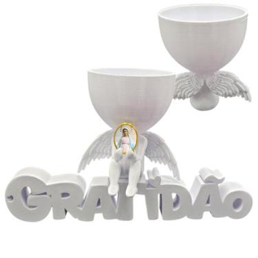 Imagem de Anjo Imagem Decoração Oração Rainha da Paz Gratidão 3D - Point da Fe