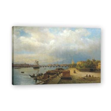 Imagem de Lev Lagorio Prints. Pintura de arte de parede de paisagem marítima. Pôster de reprodução de impressões em tela de paisagem para decoração de casa. (paisagem de aterro). Moldura interna