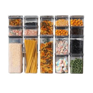 Imagem de Escolha Seu Kit Potes Herméticos Para Mantimentos De Cozinha Alimentos Armário Acrílico Plástico(Kit 17 Potes)
