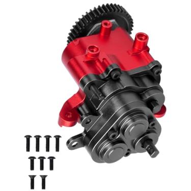 Imagem de BRCatWPark 2 Speed Transmission Gearbox w/Metal Internal Gears and Bearings Upgrades Part for 1/10 TRX4 TRX6 RC Crawler Car,RC Aluminum Transmission Gearbox,Black/Red