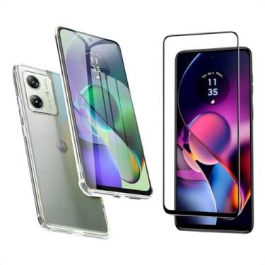 Imagem de Kit Capa Capinha + Película 3D para Moto G54 | Anti-Impacto | Transparente | Proteção Total | Case Air Anti Impacto Transparente + Película De Vidro Temperado 3d Resistente