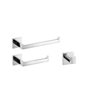 Imagem de Acessórios de banheiro polido cromado suporte de papel higiênico gancho de parede barra de toalha cabide de roupão conjunto de ferragens de banheiro de aço inoxidável, G, 4, peças, kit, 40 cm (Lg 3