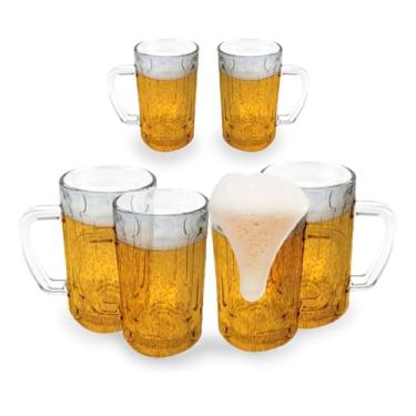 Imagem de Conjunto de 6 Canecas de Chopp e cerveja em Vidro 400ml Com Al�a Resistente
