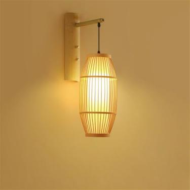 Imagem de Lâmpada De Parede De Arte De Bambu De Tecelagem Moderna LED Sala De Estar Criativa Restaurante Estudo De Quarto Casa De Chá Corredor Café Luz De Parede Retro (Estilo 14)