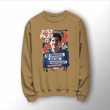 Imagem de Moletom Gola Careca Estampa Religiosa Carlo Acutis - Lobo Sete, Bege, 