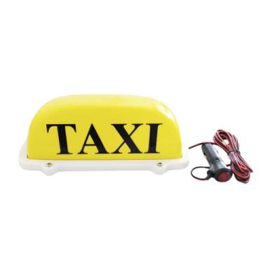 Imagem de Keehui Luz superior de carro de 12 V à prova d'água com cabo de 3 m, carcaça amarela com placa de táxi e base magnética, luz de 12 VDome , teto de táxi iluminado na parte superior do carro,