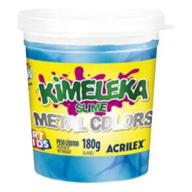 Imagem de Slime Kimeleka Metalica Acrilex 180g Art Kids, Azul metalico