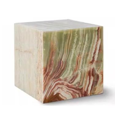 Imagem de Mesa de canto em cubo feita à mão de mármore natural para sala de estar, quarto, banheiro para uso interno e externo A-30 * 30 * 30cm