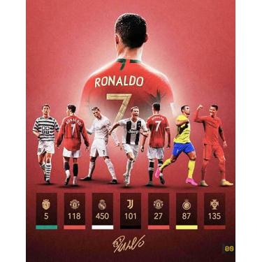 Imagem de Pôster autografado Superstar e Cristiano Ronaldo para decoração de parede de quarto de fãs de crianças - pôsteres de futebol americano em tela para presentes de aniversário de meninos adolescentes