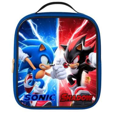 Imagem de Bolsa Lancheira Térmica Infantil Escolar Masculino Feminino Reforçada Juvenil Grande (Sonic e Shadow)