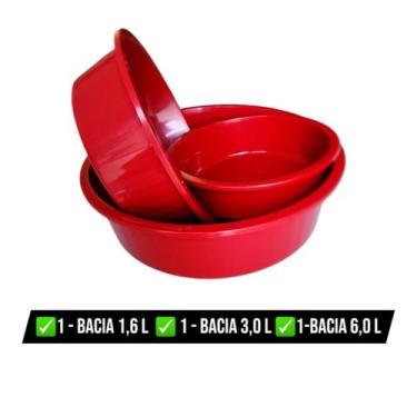 Imagem de Kit Bacias Plásticas Canelada C/3und Color Cozinha Vasilhas Pequeno Mé