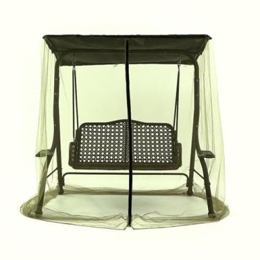 Imagem de Cobertura de balanço à prova d'água para pátio com 2/3 lugares, tela de malha preta para áreas externas com abertura por zíper, rede de poliéster à prova de chuva para cadeira de balanço de varanda(Gr