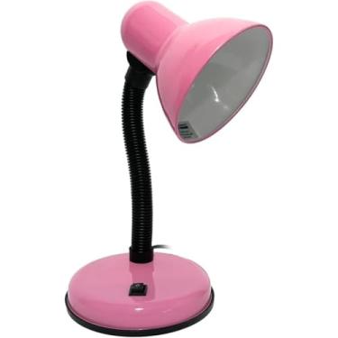 Imagem de Luminária de Mesa Escritório Abajur Articulada Com Garra E Base Preto Branca Rosa (Rosa 28cm)