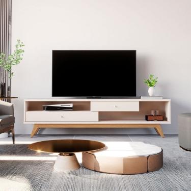 Imagem de Rack para TV Até 70 Polegadas Jb 5232 2 Gavetas Off White - Jb Bechara