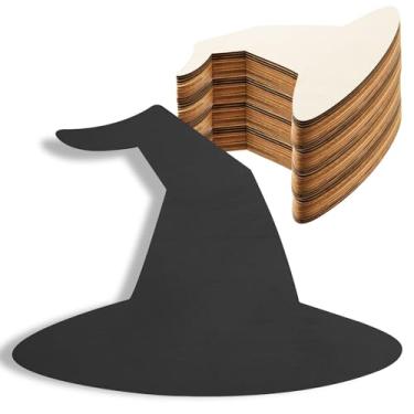 Imagem de AWIZOM 12 Peças De Recortes Chapéu Bruxa Madeira - Placas Halloween Inacabadas, Fatias Em Branco, Artesanato Faça Você Mesmo, Cabide Porta Outono, Decoração Casa, 11,81 X 10,43 Pol.