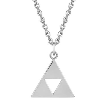 Imagem de SENFAI Brincos triangulares de aço inoxidável com pingente de jogo de ouro 14K, Aço inoxidável, Sem Pedra Preciosa