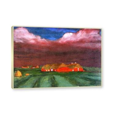 Imagem de NHLDZYH Moldura dourada champanhe. Impressões de Emil Nolde, (paisagem 7), reproduções de pinturas famosas, imagem de arte abstrata para sala de estar quarto decoração de casa. 40 x 56 cm-15,7 x 20,1