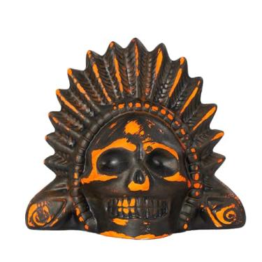 Imagem de Apito da morte asteca – até mais de 125 decibéis, som de grito humano autêntico mais alto para Halloween, dia dos mortos, presentes de mordaça – ornamento de cerâmica de crânio feito à mão (preto e