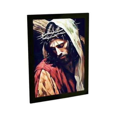 Imagem de Quadro Decorativo Religioso Jesus Cristo Ilustração Cruz Decoração Poster Quarto Sala