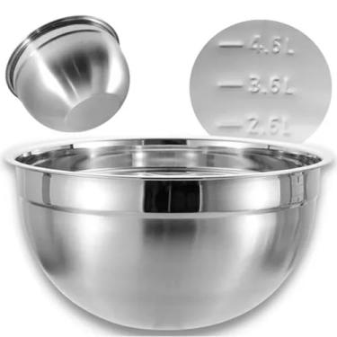 Imagem de Tigela Mixing Bowl Luxo 30cm 7,1 Litros em Aço Inox 450g alto Brilho Com Medidor Interno