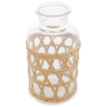 Imagem de Vaso de Vidro e Fibra Natural 10cm x 19,5cm - Wolff