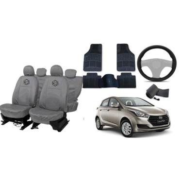 Imagem de Kit capa couro sob medida HB20 13-17 + tapete brinde - ferro tech br