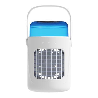 Imagem de Refrigerador de ar para ambiente | Ventilador de resfriamento pequeno de mesa com alça | Cooler silencioso recarregável com 3 configurações de velocidade para quarto, acampamento, carro, uso no