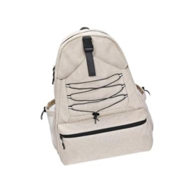 Imagem de oshhni Mochila de tênis, mochila de tecido Oxford, bolsa de raquete de badminton para academia em casa, atividades ao ar livre, treino, caminhada, Bege