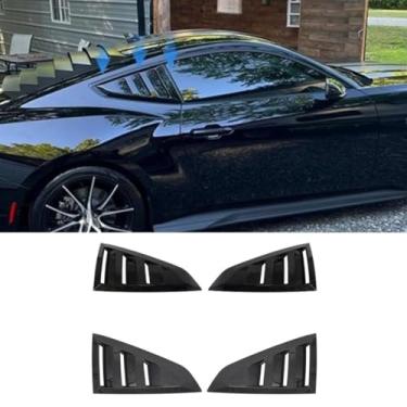 Imagem de Guarnição de janela de triângulo traseiro de carro compatível com Mustang 2024 Kit de tampa de acabamento de janela lateral traseira acessórios de carro (aparência de carbono)