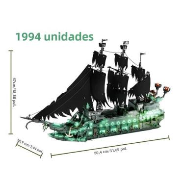 Imagem de Kit De Construção De Navio Pirata Fantasma Criativo STEM Brinquedo Edu